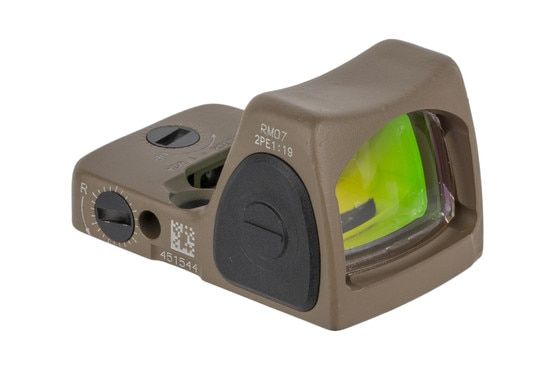 Trijicon RMR Type 2 Adjustable LED Reflex sight features a 6.5 MOA reticle and FDE cerakote finish